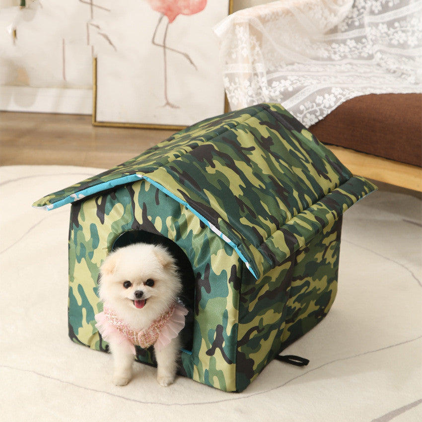 KFX-2801853 Waterproof Foldable Washable Pet Kennel for Dogs and Cats in Camouflage, Army Green, Brown, and Black Paw Print