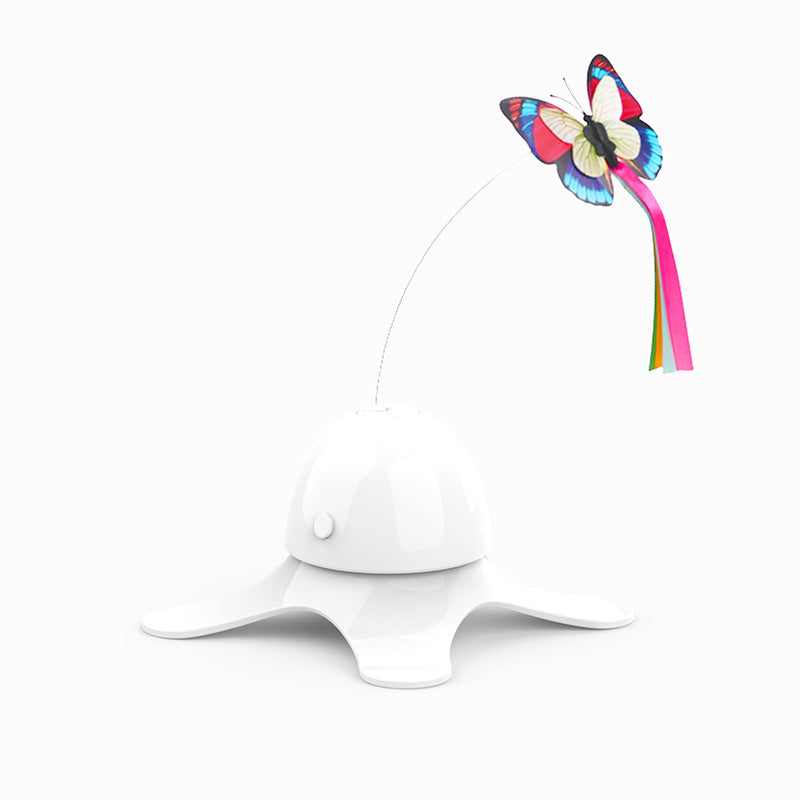 KFX-2802621 Automatic 360-Degree Rotating Cat Toy with Butterfly and Stable Base