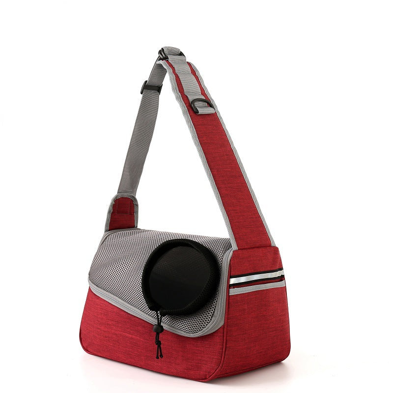 KFX-2804029 One Shoulder Crossbody Pet Bag in Light Grey, Royal Blue, Azure, Coffee, Light Pink, Black, Wine Red - Medium Capacity Oxford Cloth