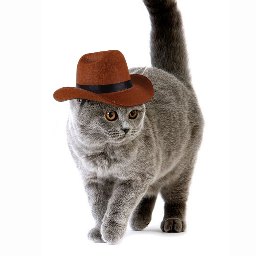 KFX-2805053 Adjustable Outdoor Cowboy Hat for Pets - Fun Headgear for Dogs and Cats - Great for Photos and Cosplay Accessories