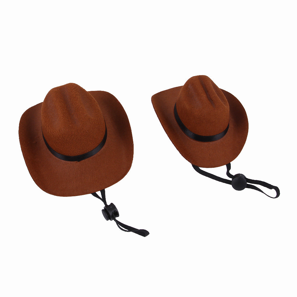 KFX-2805053 Adjustable Outdoor Cowboy Hat for Pets - Fun Headgear for Dogs and Cats - Great for Photos and Cosplay Accessories