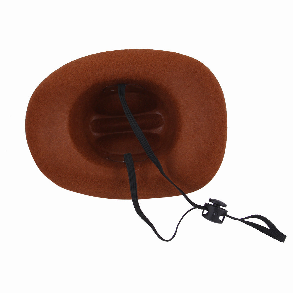 KFX-2805053 Adjustable Outdoor Cowboy Hat for Pets - Fun Headgear for Dogs and Cats - Great for Photos and Cosplay Accessories