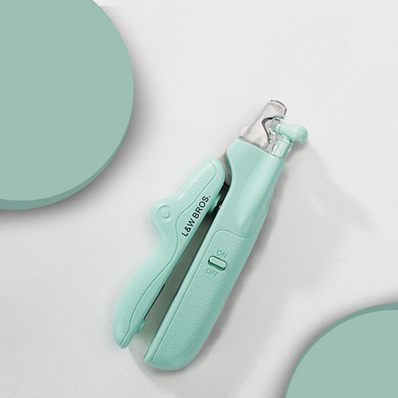 KFX-2805565 LED Light Pet Nail Clippers for Small Dogs and Cats - Stainless Steel Nail Trimmer with Built-in Nail File and Collection Design