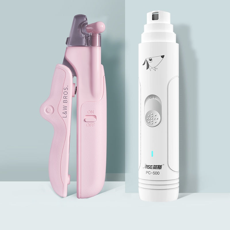 KFX-2805565 LED Light Pet Nail Clippers for Small Dogs and Cats - Stainless Steel Nail Trimmer with Built-in Nail File and Collection Design