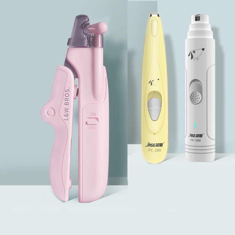 KFX-2805565 LED Light Pet Nail Clippers for Small Dogs and Cats - Stainless Steel Nail Trimmer with Built-in Nail File and Collection Design