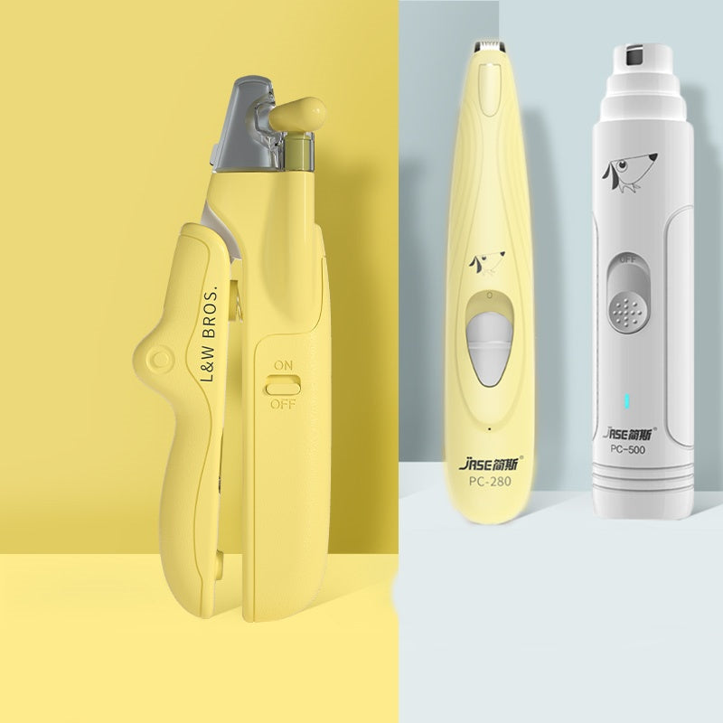 KFX-2805565 LED Light Pet Nail Clippers for Small Dogs and Cats - Stainless Steel Nail Trimmer with Built-in Nail File and Collection Design