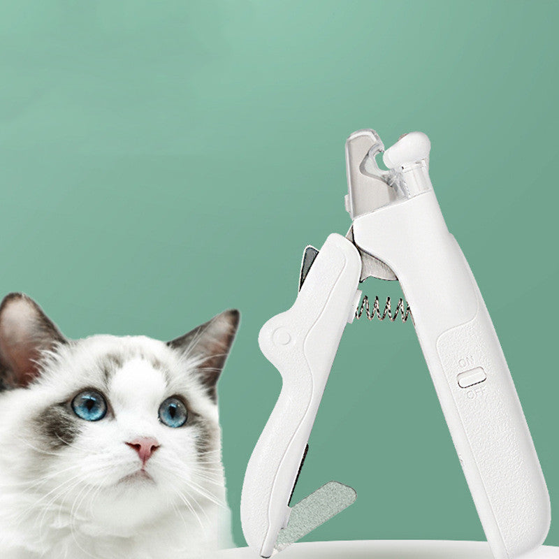 KFX-2805565 LED Light Pet Nail Clippers for Small Dogs and Cats - Stainless Steel Nail Trimmer with Built-in Nail File and Collection Design
