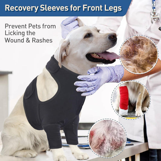 KFX-2806205 Dog Front Leg Protective Gear - Double Layer Polyester Cover in Black, Dark Gray, and Light Gray, Various Sizes Available