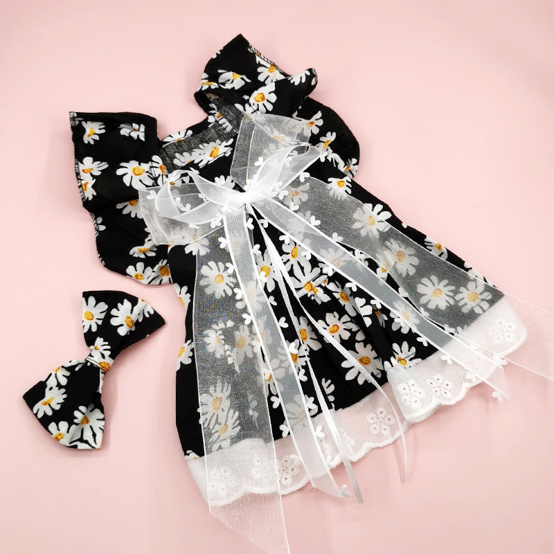 KFX-2806333 Lace Princess Plaid Gauze Skirt for Dogs in Black Daisy, Pink Daisy, and Pink Plaid Bow