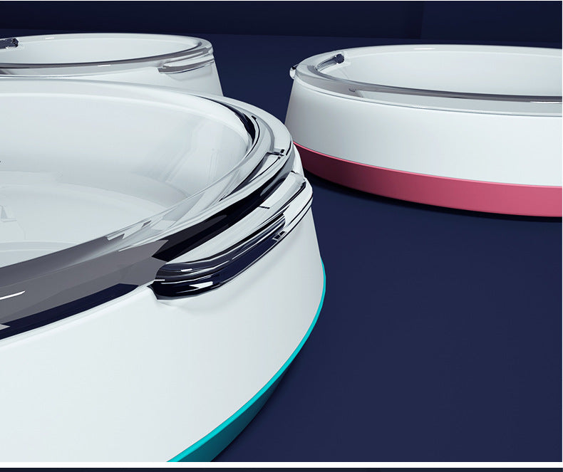 KFX-2807741 Stylish Glass Pet Bowl with ABS Base - 160ml Water, 100g Grain Capacity, 16cm x 13.5cm x 4cm