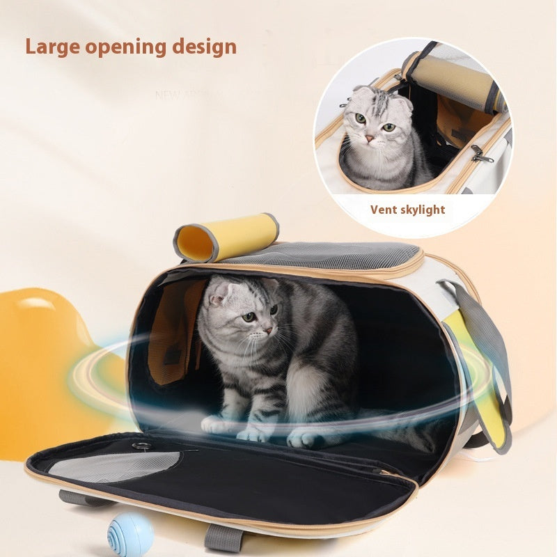 KFX-2809789 Large Capacity Foldable Canvas Single Shoulder Pet Bag in Yellow, Green, or Black