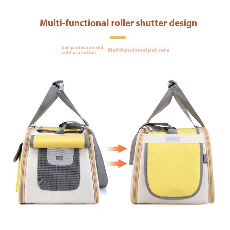 KFX-2809789 Large Capacity Foldable Canvas Single Shoulder Pet Bag in Yellow, Green, or Black
