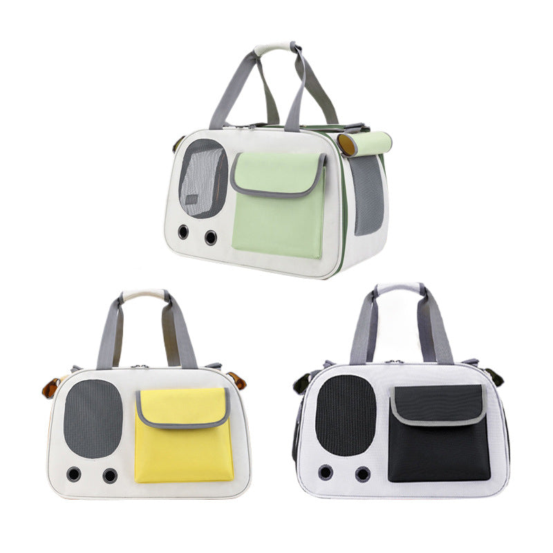 KFX-2809789 Large Capacity Foldable Canvas Single Shoulder Pet Bag in Yellow, Green, or Black