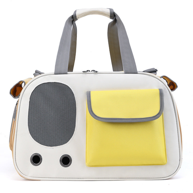 KFX-2809789 Large Capacity Foldable Canvas Single Shoulder Pet Bag in Yellow, Green, or Black