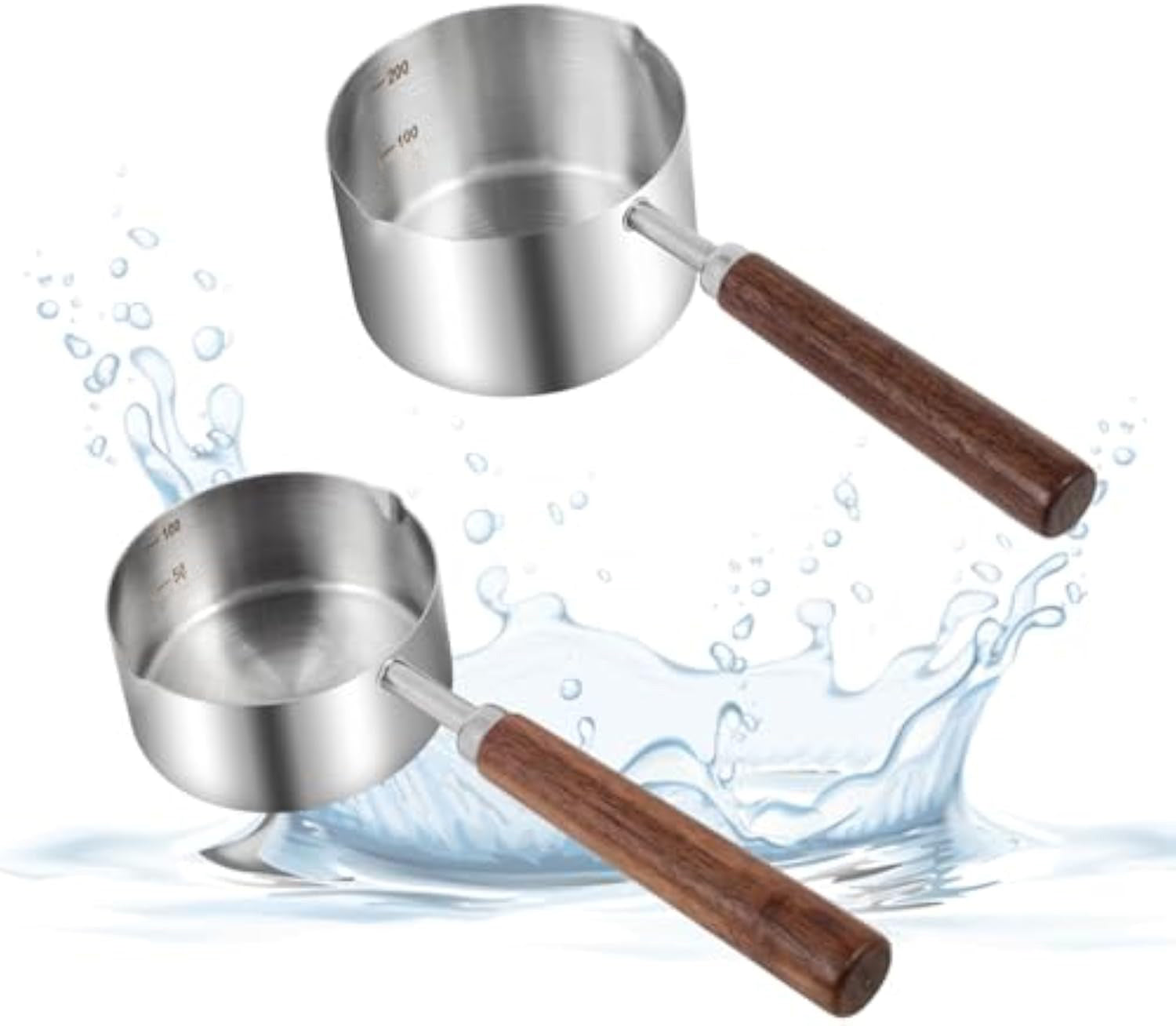 KFX-2811325 Stainless Steel Dog Food Scoop with Wooden Handle for Accurate Measuring