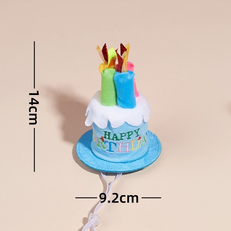 KFX-2812349 Creative Printing Dog Birthday Hat and Drool Towel Accessories Set - Triangular Binder with Cartoon Patterns in Blue and Pink
