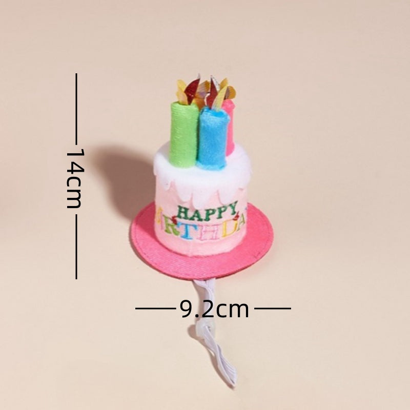 KFX-2812349 Creative Printing Dog Birthday Hat and Drool Towel Accessories Set - Triangular Binder with Cartoon Patterns in Blue and Pink