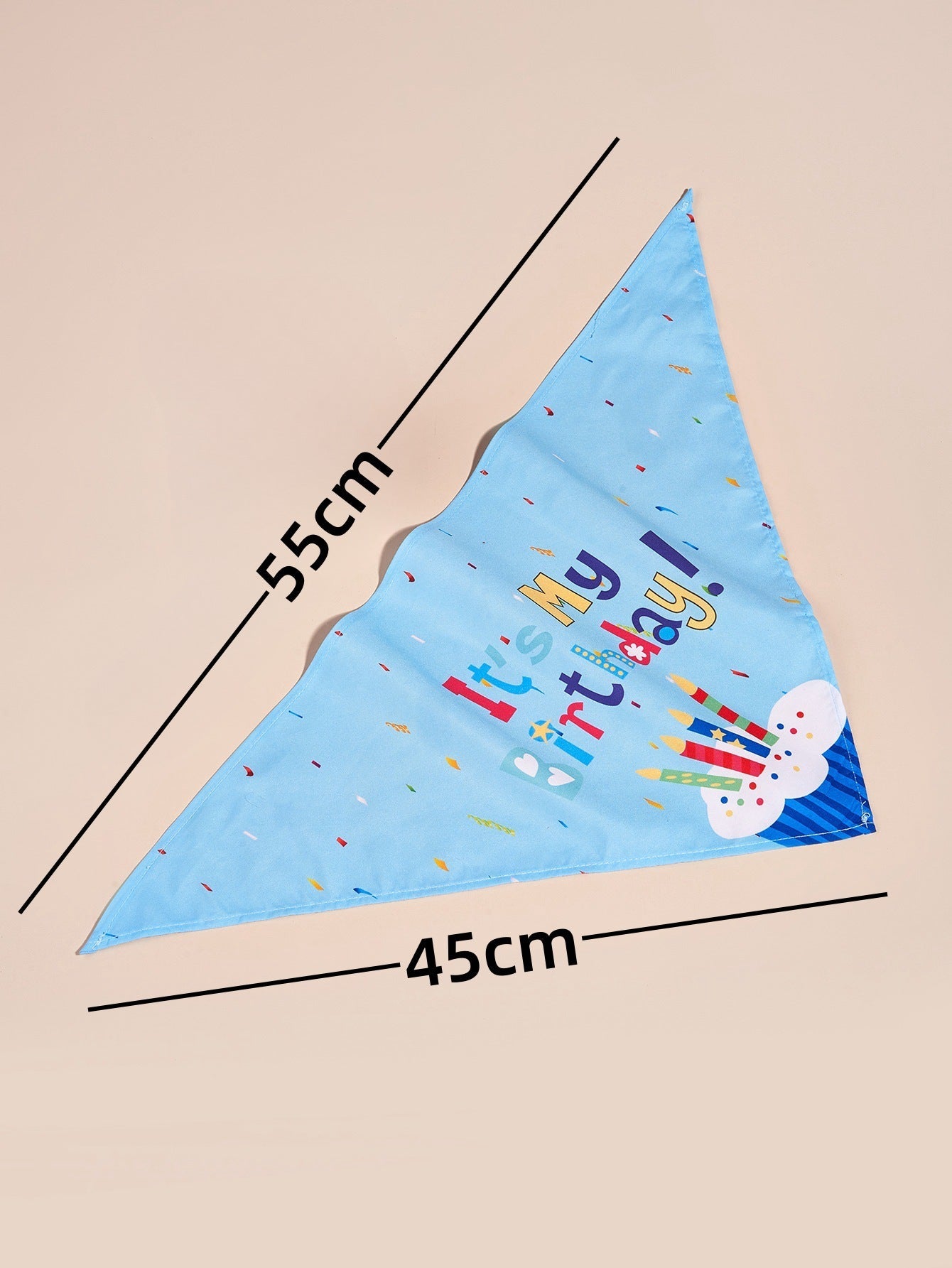 KFX-2812349 Creative Printing Dog Birthday Hat and Drool Towel Accessories Set - Triangular Binder with Cartoon Patterns in Blue and Pink
