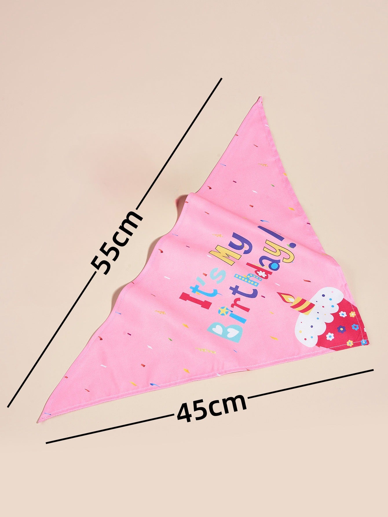 KFX-2812349 Creative Printing Dog Birthday Hat and Drool Towel Accessories Set - Triangular Binder with Cartoon Patterns in Blue and Pink