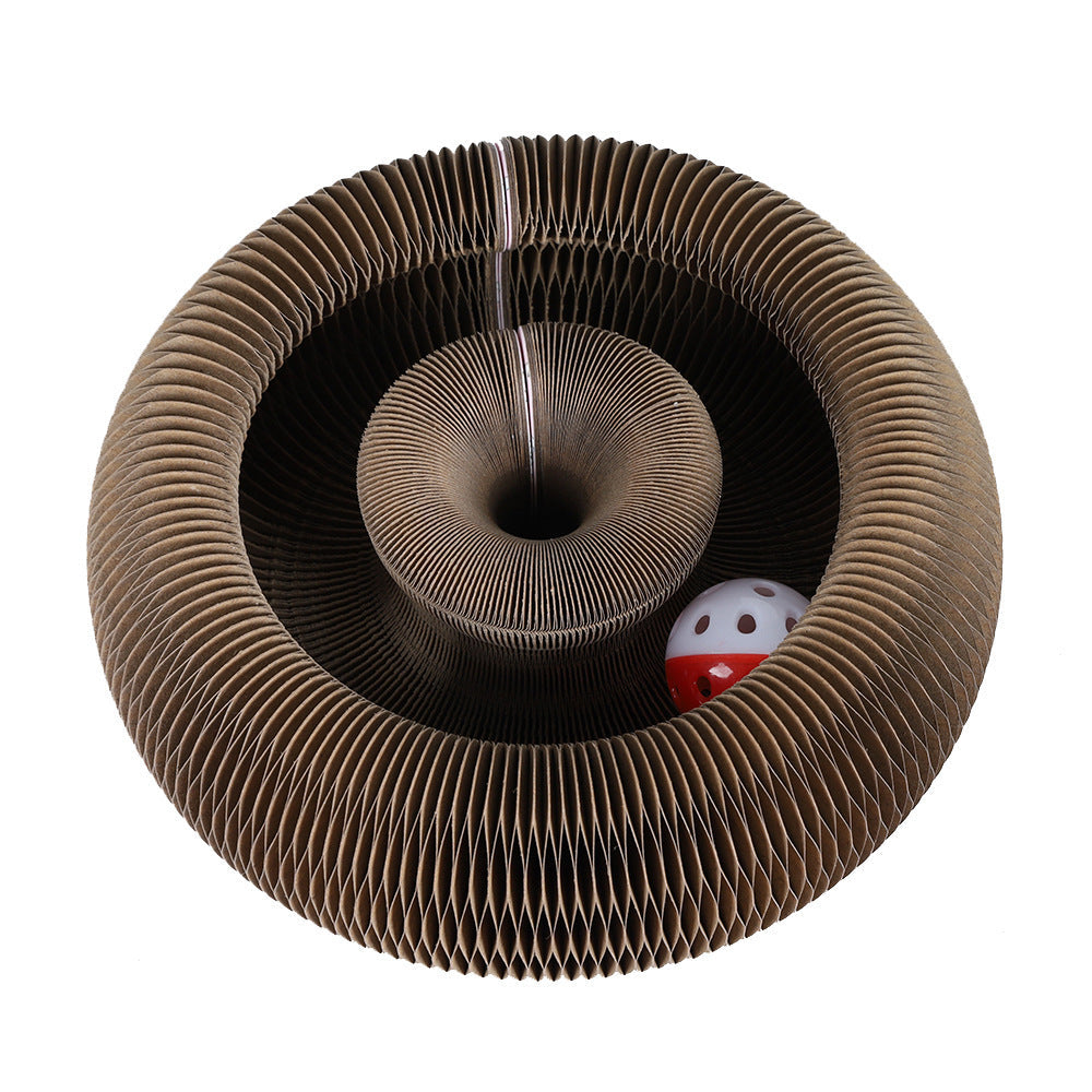 KFX-2813501 Magnetic Folding Cat Scratch Board with Ball and Menthol, 24x24x10cm, Fun Two-in-One Design
