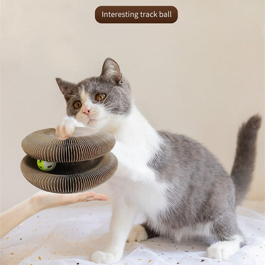 KFX-2813501 Magnetic Folding Cat Scratch Board with Ball and Menthol, 24x24x10cm, Fun Two-in-One Design