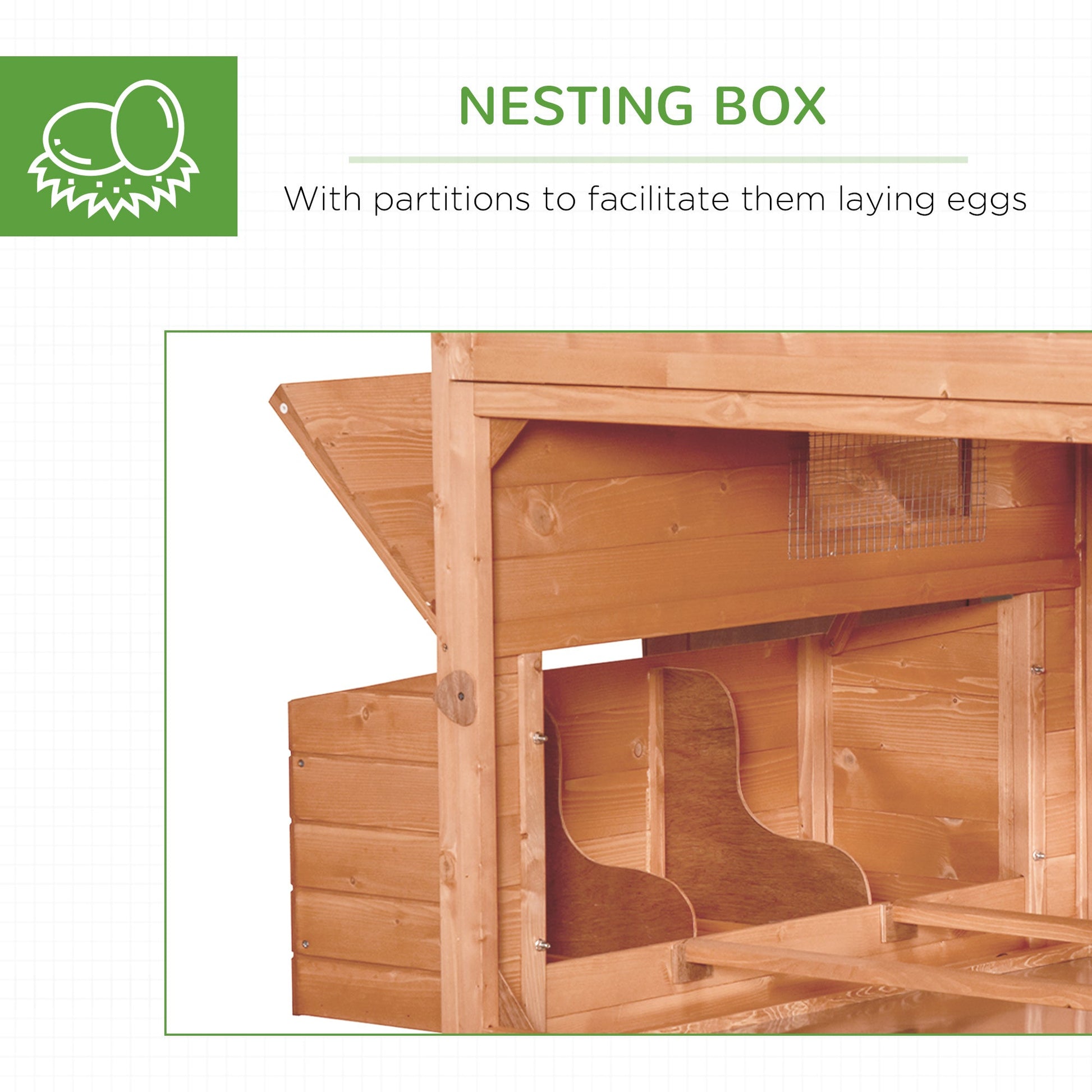 KFX-2816957 Large Wooden Chicken Coop for 8-10 Chickens with Nesting Box and Outdoor Run - Durable, Weather-Resistant Design