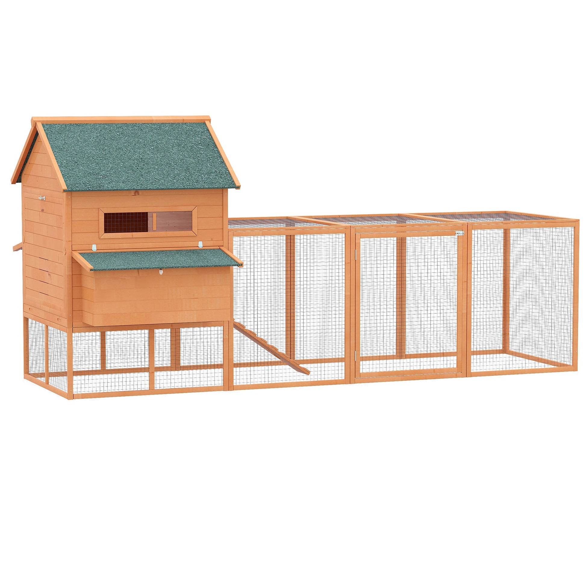 KFX-2816957 Large Wooden Chicken Coop for 8-10 Chickens with Nesting Box and Outdoor Run - Durable, Weather-Resistant Design