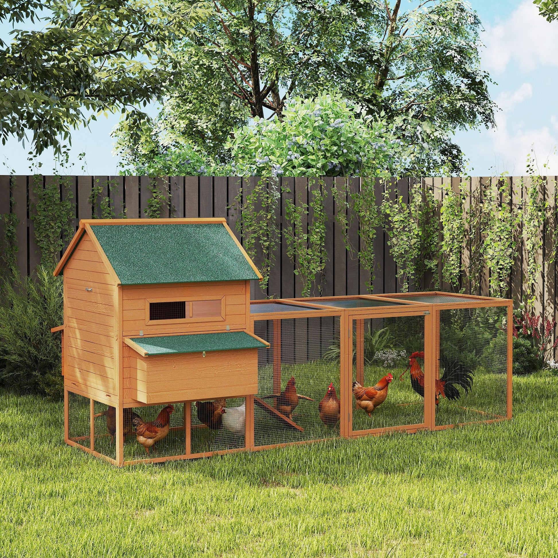 KFX-2816957 Large Wooden Chicken Coop for 8-10 Chickens with Nesting Box and Outdoor Run - Durable, Weather-Resistant Design