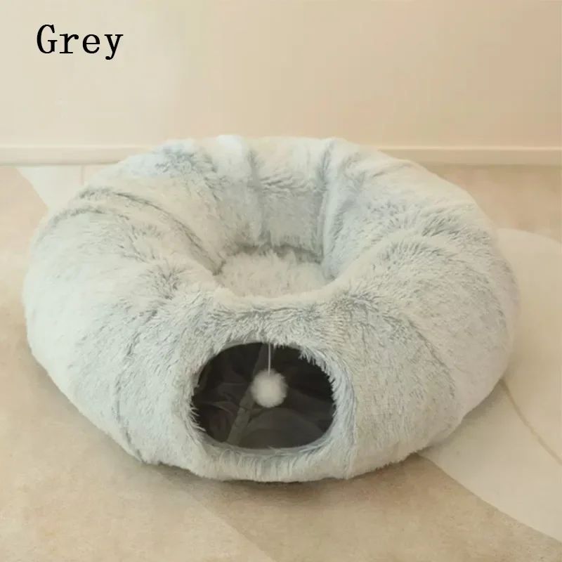 KFX-2817341 Cozy Plush Winter Cat Bed with Warm Cushion - Spacious Pet Basket, 85*85*26cm