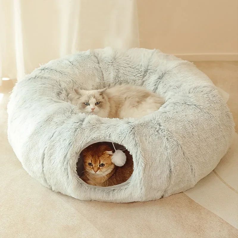 KFX-2817341 Cozy Plush Winter Cat Bed with Warm Cushion - Spacious Pet Basket, 85*85*26cm