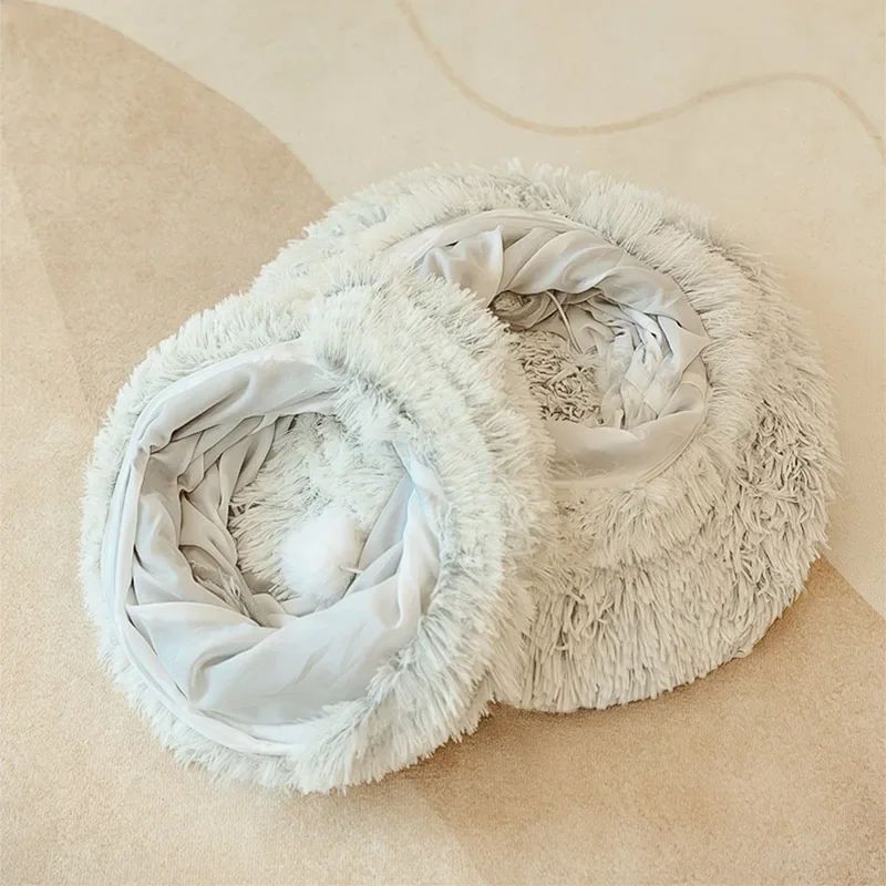 KFX-2817341 Cozy Plush Winter Cat Bed with Warm Cushion - Spacious Pet Basket, 85*85*26cm