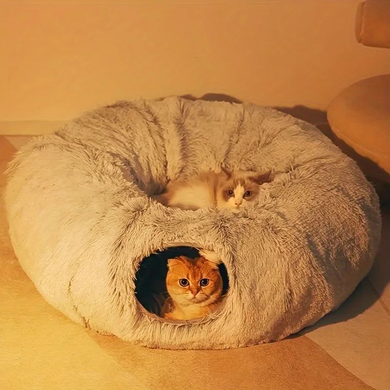 KFX-2817341 Cozy Plush Winter Cat Bed with Warm Cushion - Spacious Pet Basket, 85*85*26cm