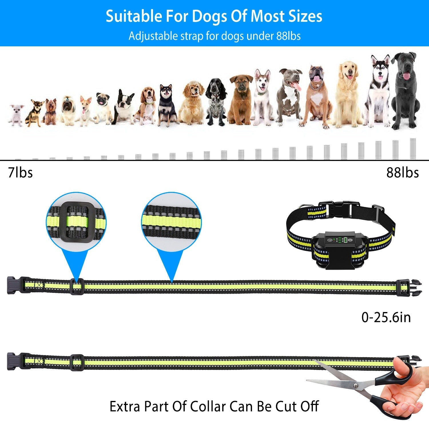 KFX-2818749 Rechargeable Waterproof Dog Bark Collar with Beep, Vibration, and Static Modes for Training