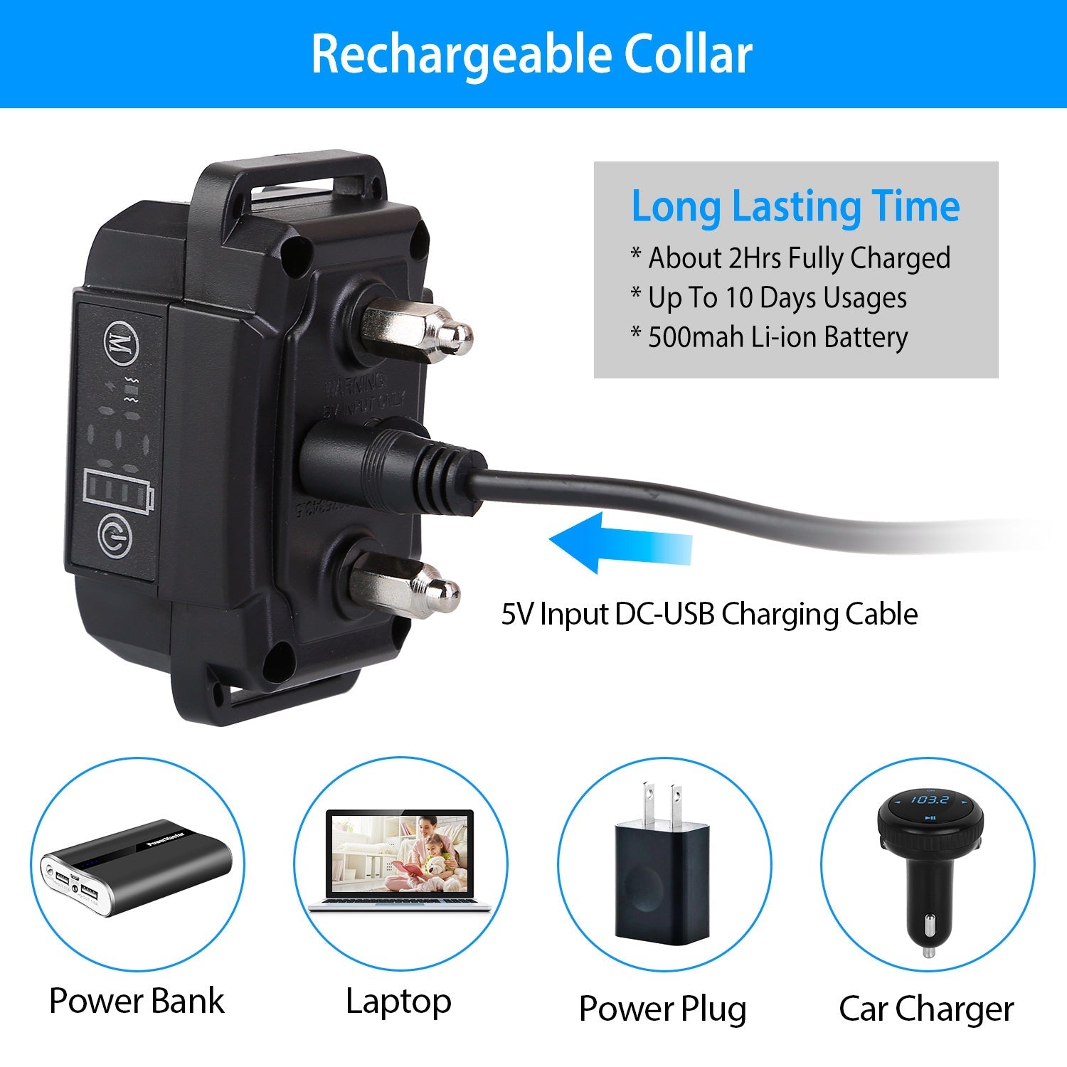 KFX-2818749 Rechargeable Waterproof Dog Bark Collar with Beep, Vibration, and Static Modes for Training