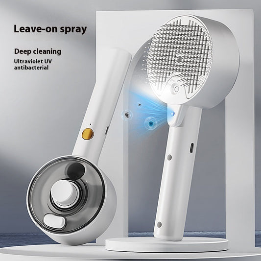 KFX-2818877 Pet Self-Cleaning Grooming Brush with UV Sterilization and Essential Oil Spray for Dogs and Cats