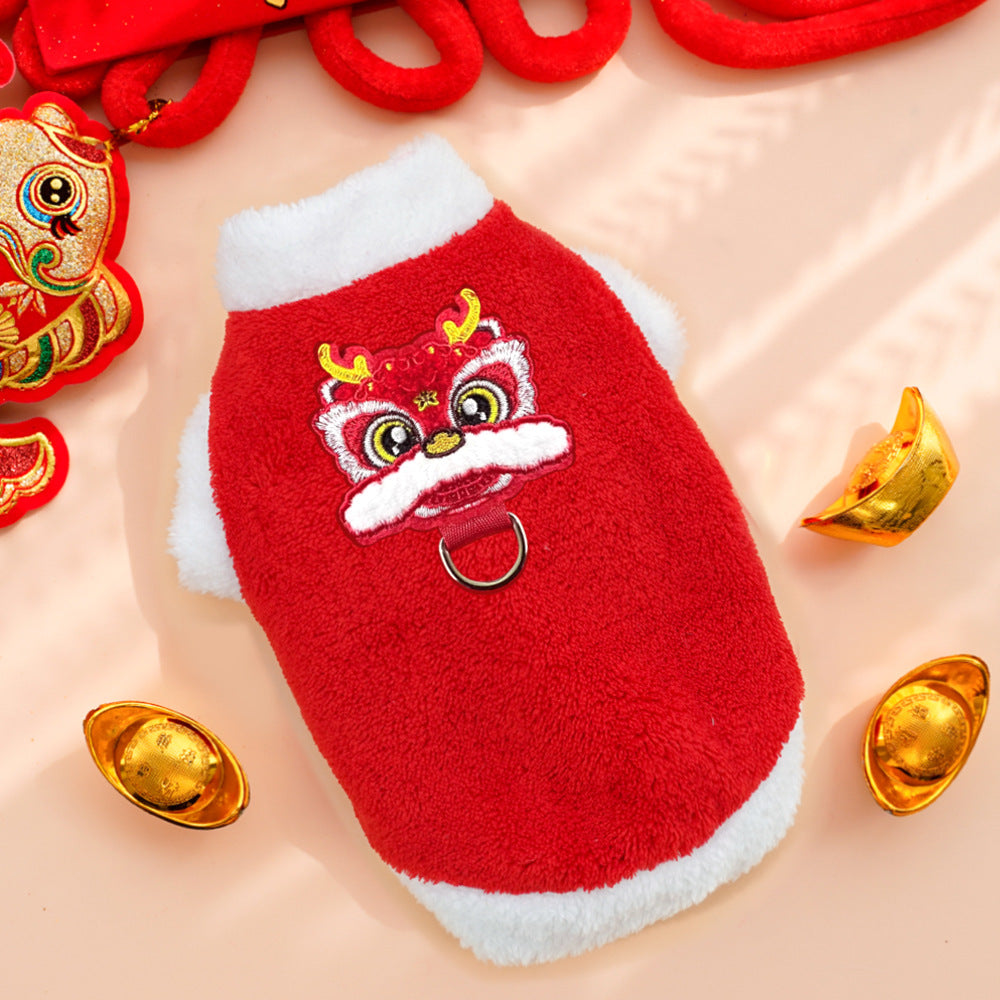 KFX-2819645 New Year Floral Chinese Style Pet Clothing for Dogs and Cats