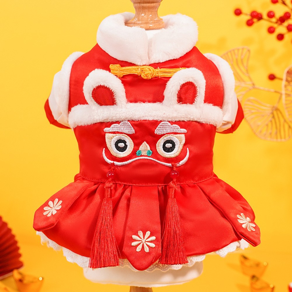 KFX-2819645 New Year Floral Chinese Style Pet Clothing for Dogs and Cats