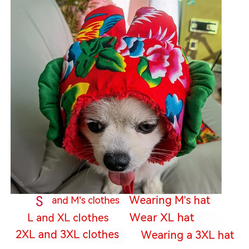 KFX-2819645 New Year Floral Chinese Style Pet Clothing for Dogs and Cats