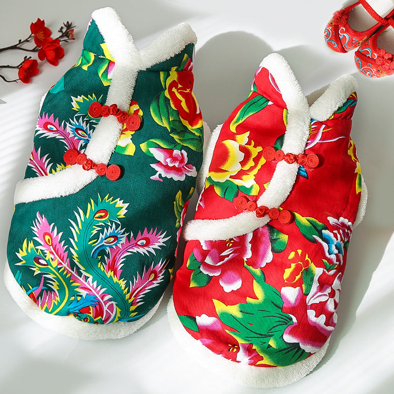 KFX-2819645 New Year Floral Chinese Style Pet Clothing for Dogs and Cats