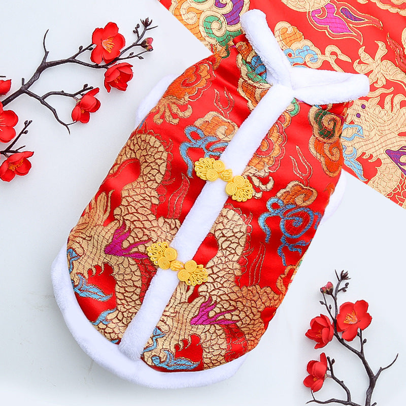 KFX-2819645 New Year Floral Chinese Style Pet Clothing for Dogs and Cats