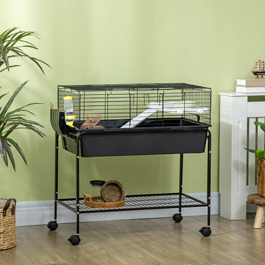 KFX-2822717 Small Animal Cage with Removable Stand and Storage for Rabbits, Guinea Pigs, and More