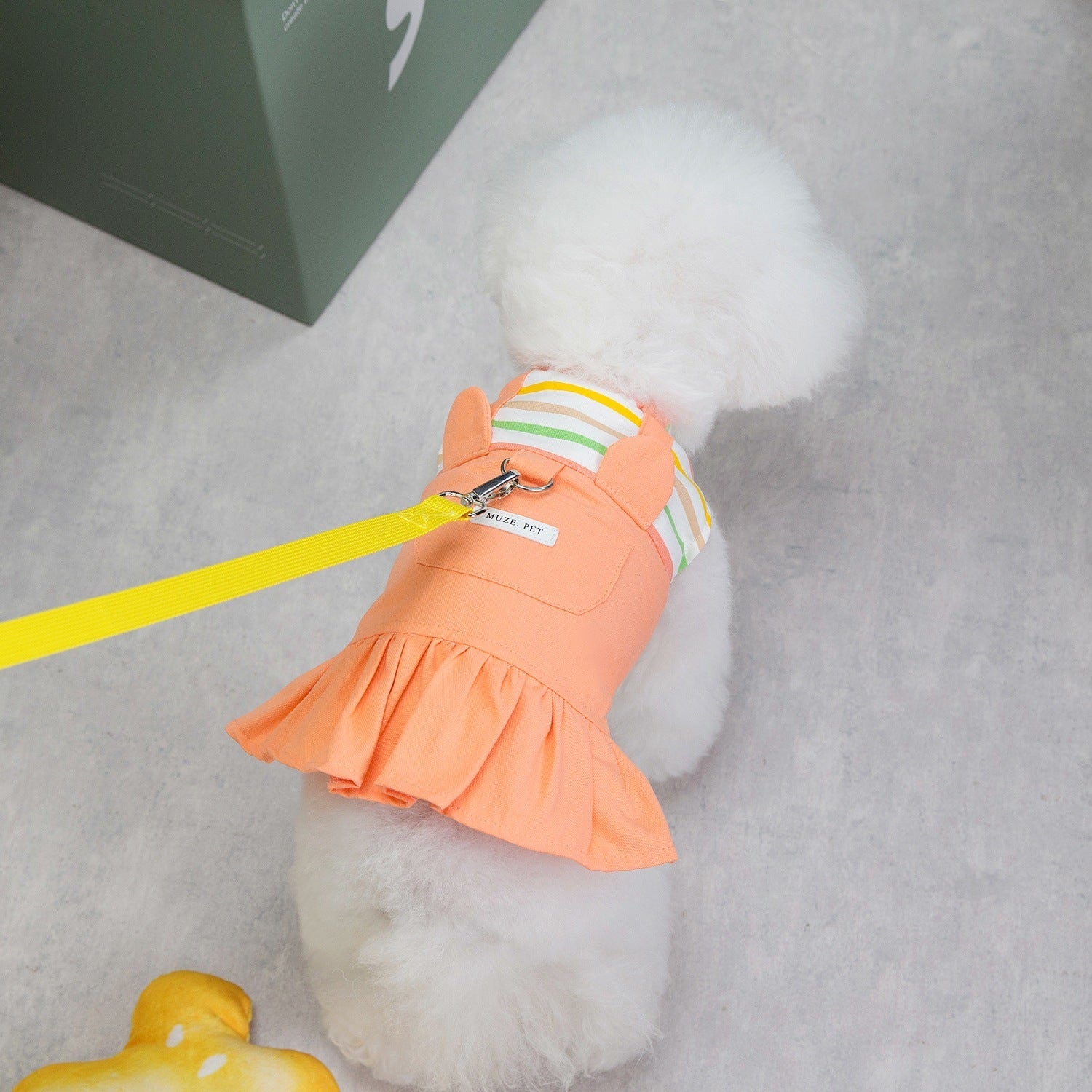 KFX-2823613 Striped Patchwork Skirt in Orange and Yellow for Dogs, Cotton Casual Pet Clothing