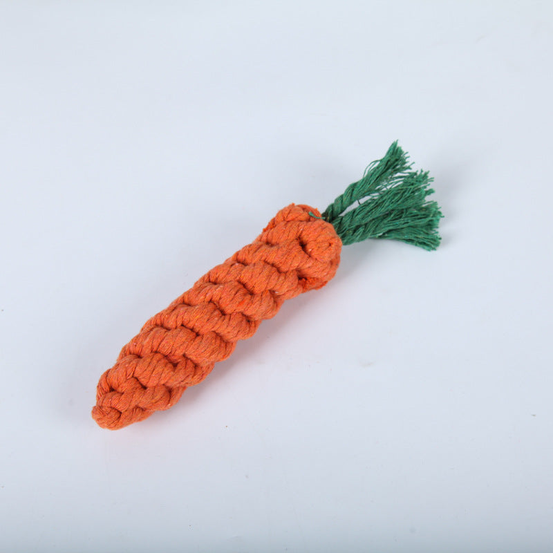 KFX-2823869 Hand-Knitted Cotton Rope Carrot Toy for Dogs and Cats - Perfect for Molar Playtime