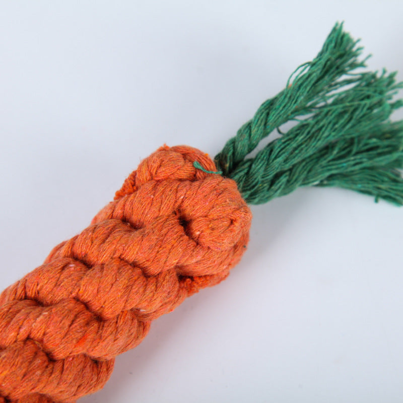 KFX-2823869 Hand-Knitted Cotton Rope Carrot Toy for Dogs and Cats - Perfect for Molar Playtime