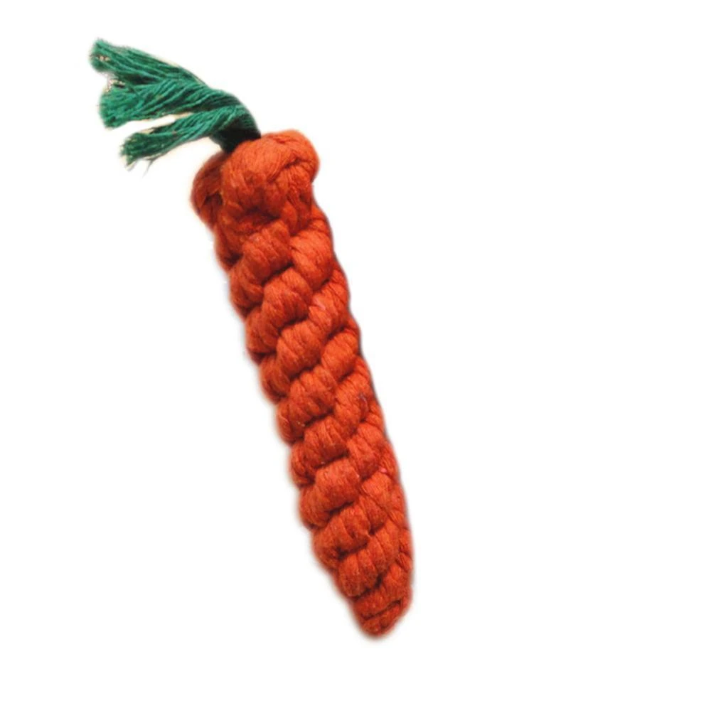 KFX-2823869 Hand-Knitted Cotton Rope Carrot Toy for Dogs and Cats - Perfect for Molar Playtime
