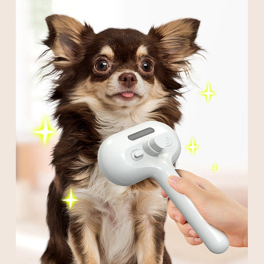 KFX-2824509 Self-Cleaning Pet Comb with Integrated Mist Humidifier for Dogs and Cats, Ideal for Dematting and Grooming
