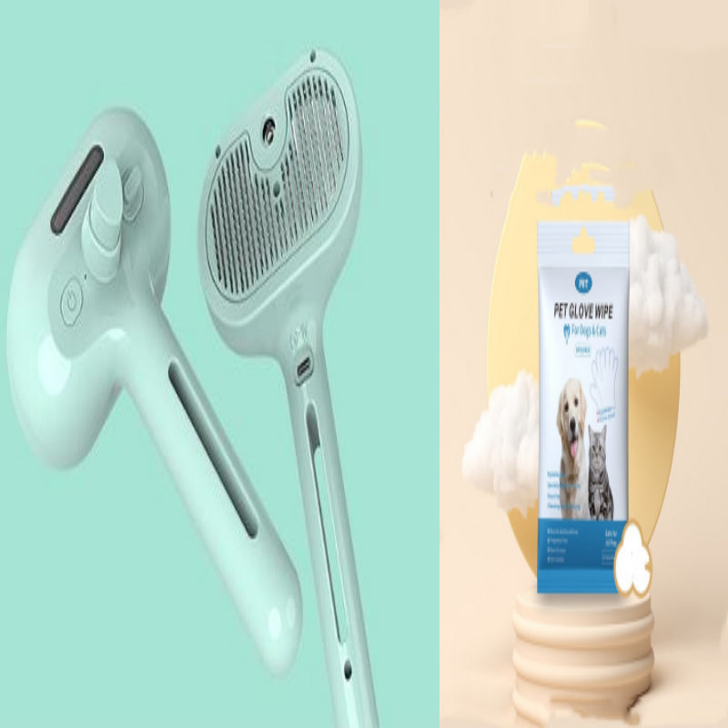 KFX-2824509 Self-Cleaning Pet Comb with Integrated Mist Humidifier for Dogs and Cats, Ideal for Dematting and Grooming