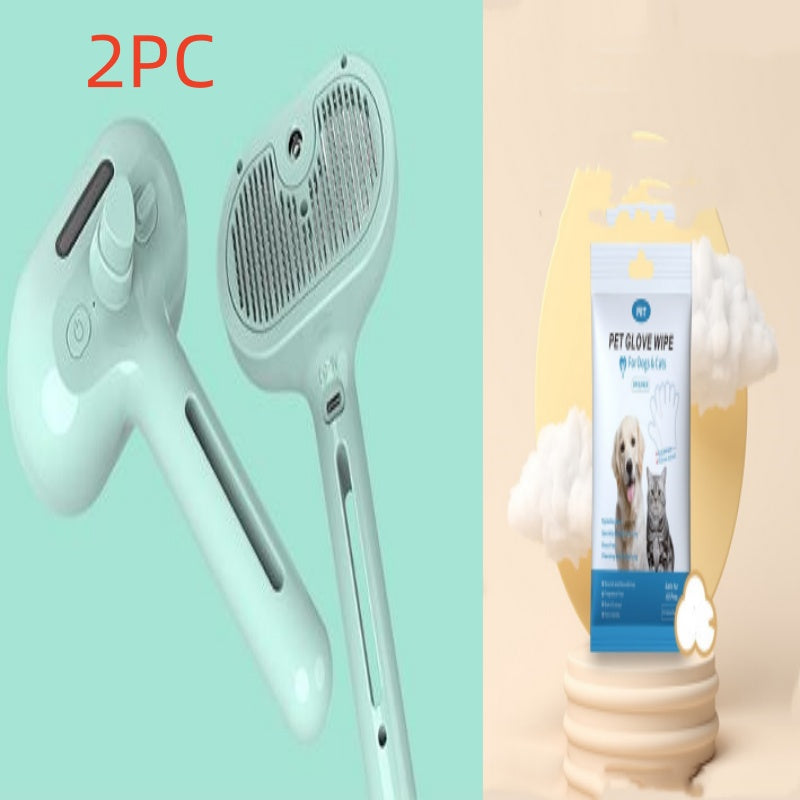 KFX-2824509 Self-Cleaning Pet Comb with Integrated Mist Humidifier for Dogs and Cats, Ideal for Dematting and Grooming
