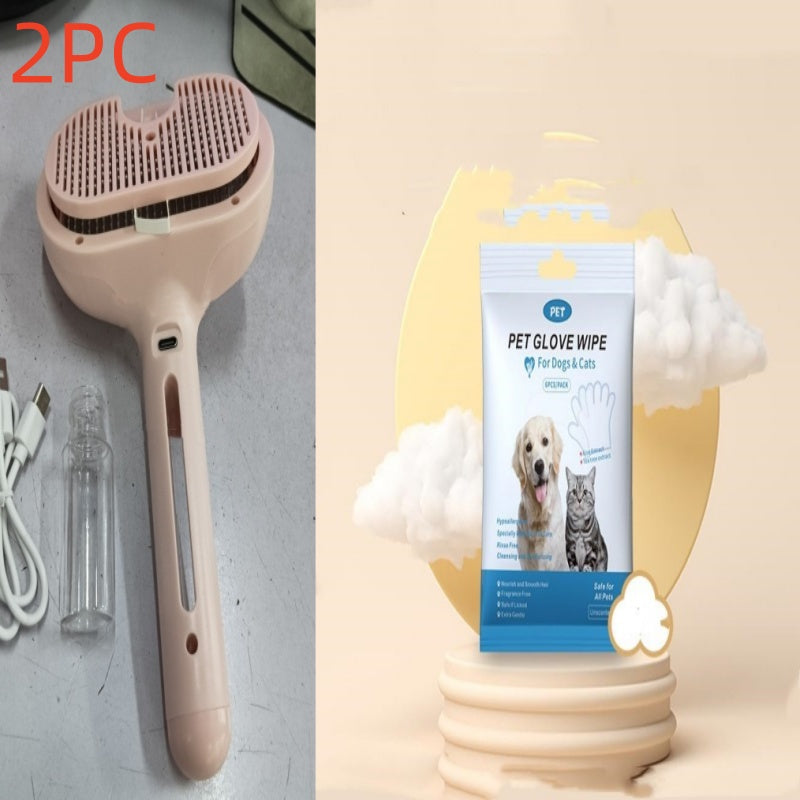KFX-2824509 Self-Cleaning Pet Comb with Integrated Mist Humidifier for Dogs and Cats, Ideal for Dematting and Grooming