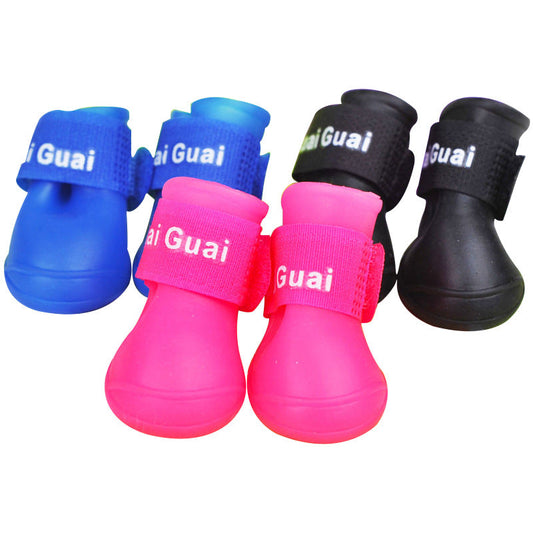 KFX-2825661 Soft Non-Slip Silicone Pet Rain Boots - Comfortable & Wear-Resistant, Available in Multiple Colors and Sizes